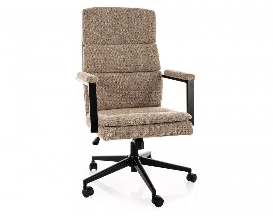 Крісло офісне комп'ютерне поворотне Q-090 Noelle Темно-бежева тканина / Чорний каркас