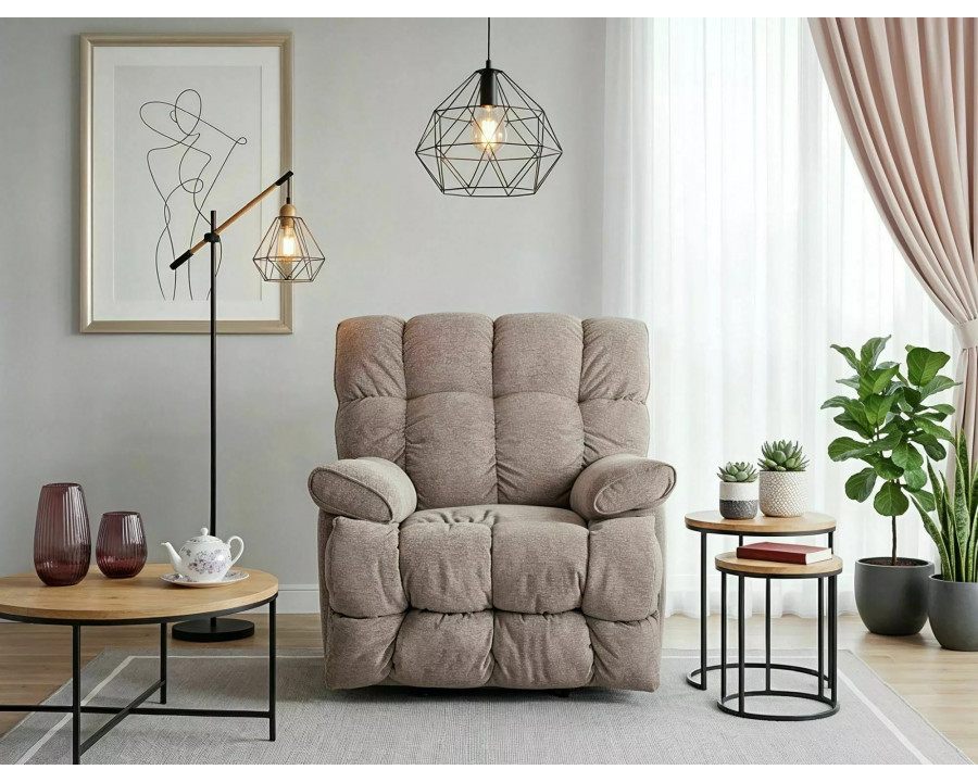 Крісло реклайнер електричне Homer Raven Темно-бежева тканина / Чорний каркас