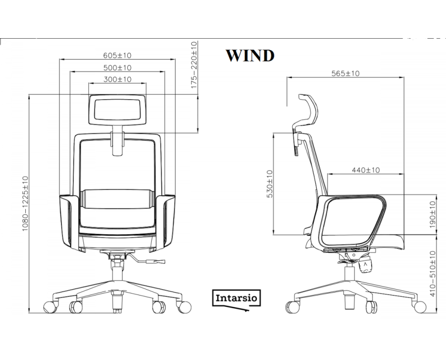 Крісло комп'ютерне поворотне WIND сіре/чорне/білий каркас