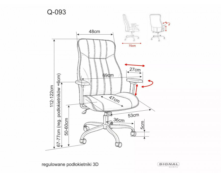 Крісло офісне комп'ютерне поворотне Q-093 Чорна екошкіра / Чорний каркас