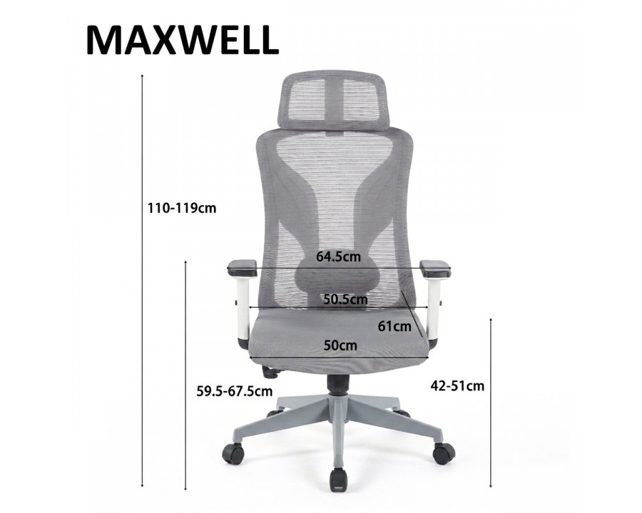 Крісло комп'ютерне MAXWELL сіре / сірий каркас