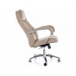 Крісло офісне комп'ютерне поворотне Q-07 Бежева екошкіра / Хром каркас