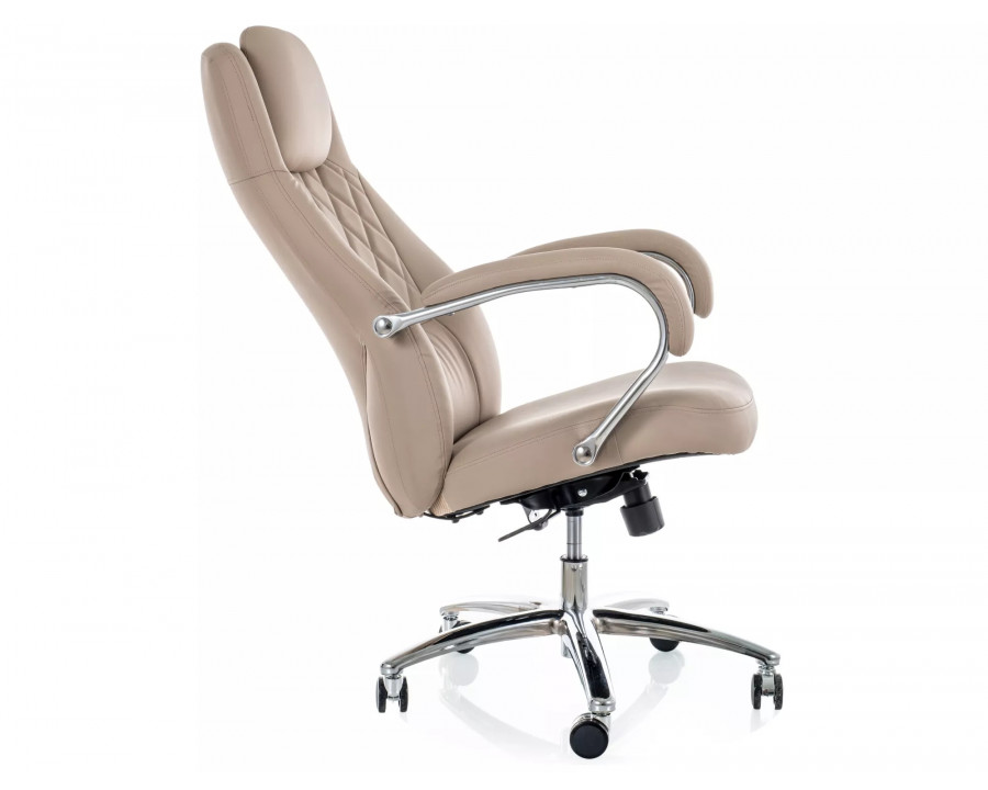Крісло офісне комп'ютерне поворотне Q-07 Бежева екошкіра / Хром каркас