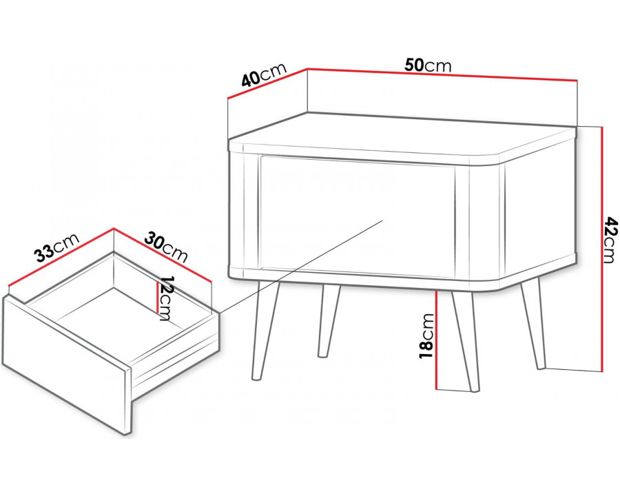 Тумба приліжкова MARLY REG 17 50х42х40 кашемір / горіх