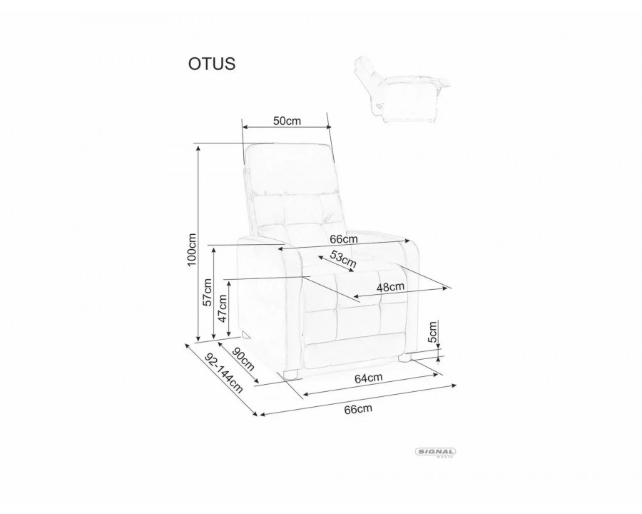 Крісло реклайнер Otus Raven Темно-бежева тканина / Чорний каркас
