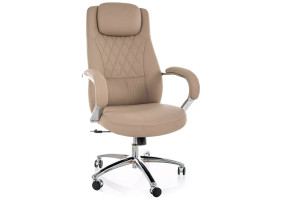 Крісло офісне комп'ютерне поворотне Q-07 Бежева екошкіра / Хром каркас