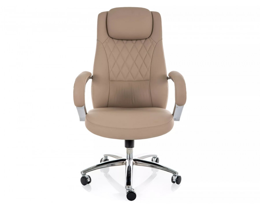 Крісло офісне комп'ютерне поворотне Q-07 Бежева екошкіра / Хром каркас