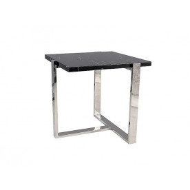 Журнальний столик VELA B чорний мармур/срібний 55x55