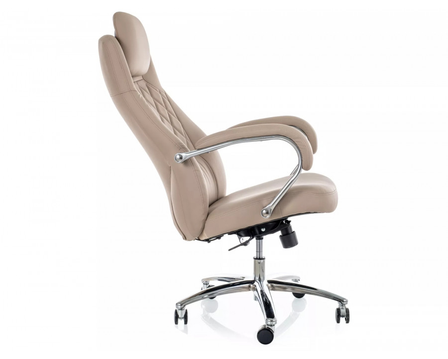 Крісло офісне комп'ютерне поворотне Q-07 Бежева екошкіра / Хром каркас