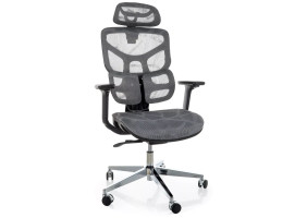 Крісло офісне комп'ютерне поворотне Eq-1 Сіра сітка / Хром каркас