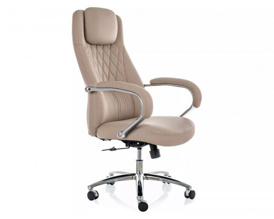 Крісло офісне комп'ютерне поворотне Q-07 Бежева екошкіра / Хром каркас
