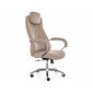 Крісло офісне комп'ютерне поворотне Q-07 Бежева екошкіра / Хром каркас