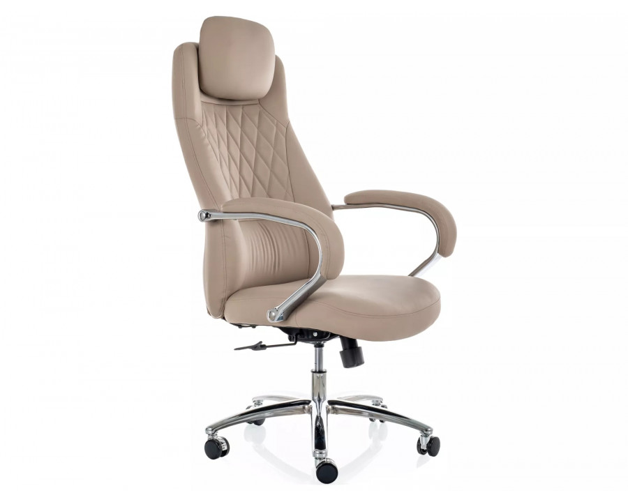 Крісло офісне комп'ютерне поворотне Q-07 Бежева екошкіра / Хром каркас