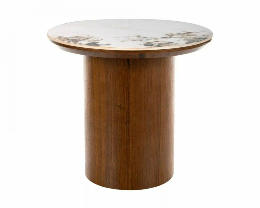 Стіл журнальний кавовий Rondo ø45 см Білий / Горіх