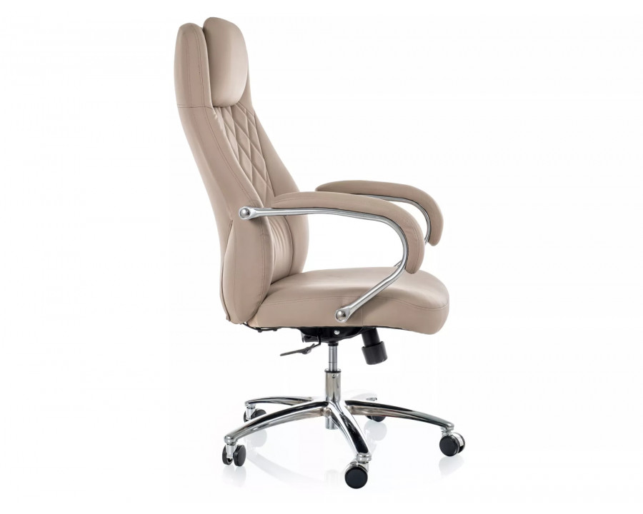 Крісло офісне комп'ютерне поворотне Q-07 Бежева екошкіра / Хром каркас