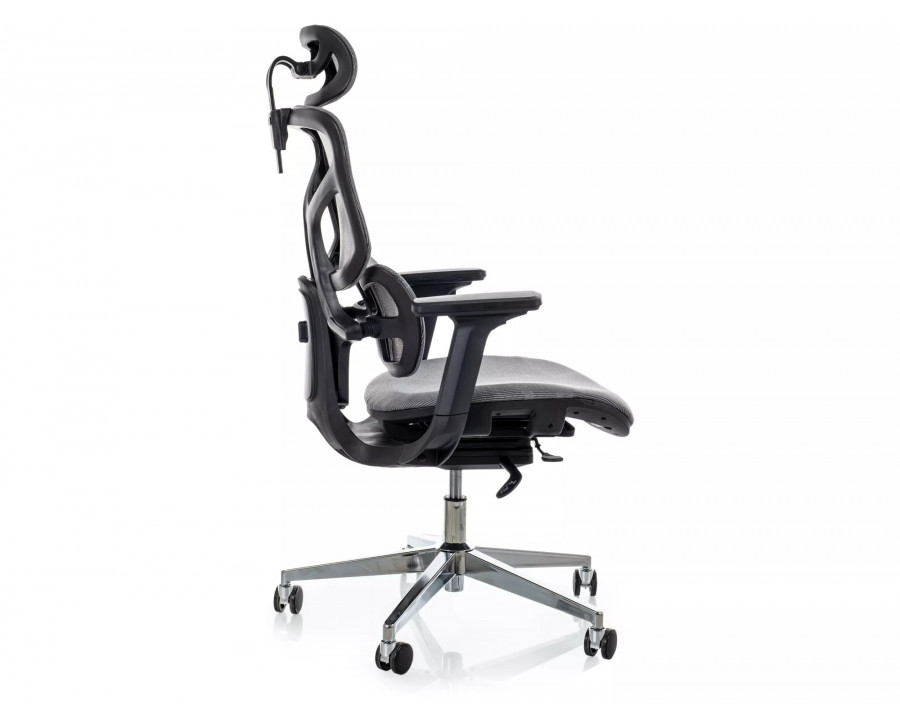 Крісло офісне комп'ютерне поворотне Eq-1 Сіра сітка / Хром каркас