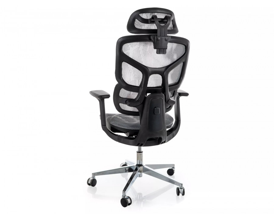 Крісло офісне комп'ютерне поворотне Eq-1 Сіра сітка / Хром каркас