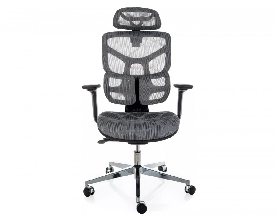 Крісло офісне комп'ютерне поворотне Eq-1 Сіра сітка / Хром каркас