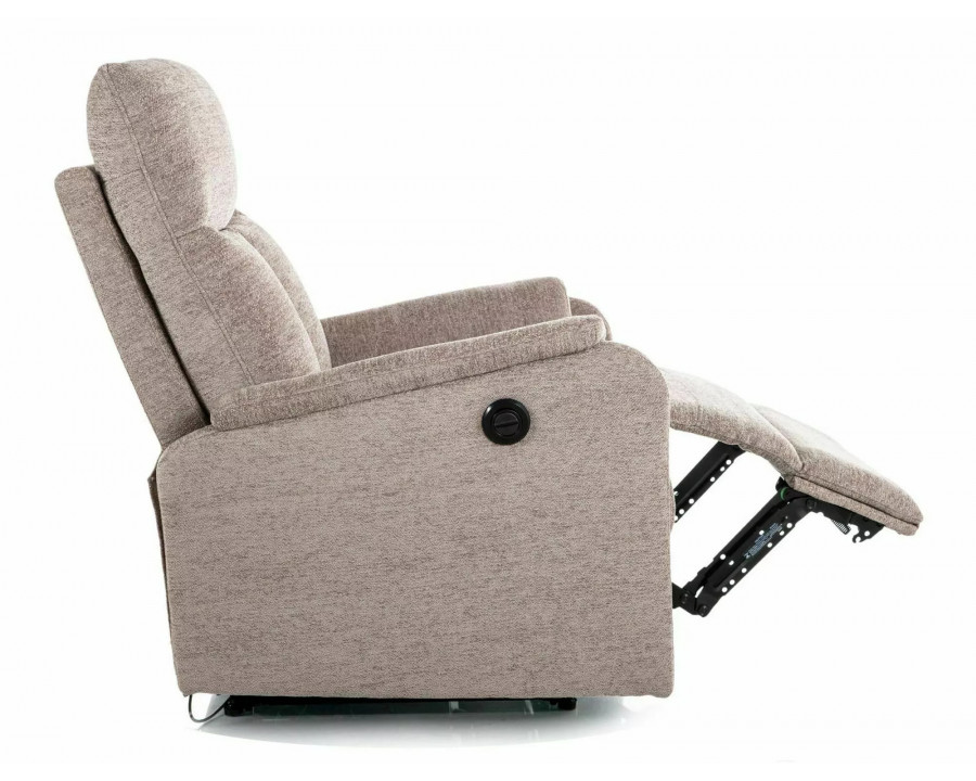 Крісло реклайнер електричне Atlas Raven Темно-бежева тканина / Чорний каркас