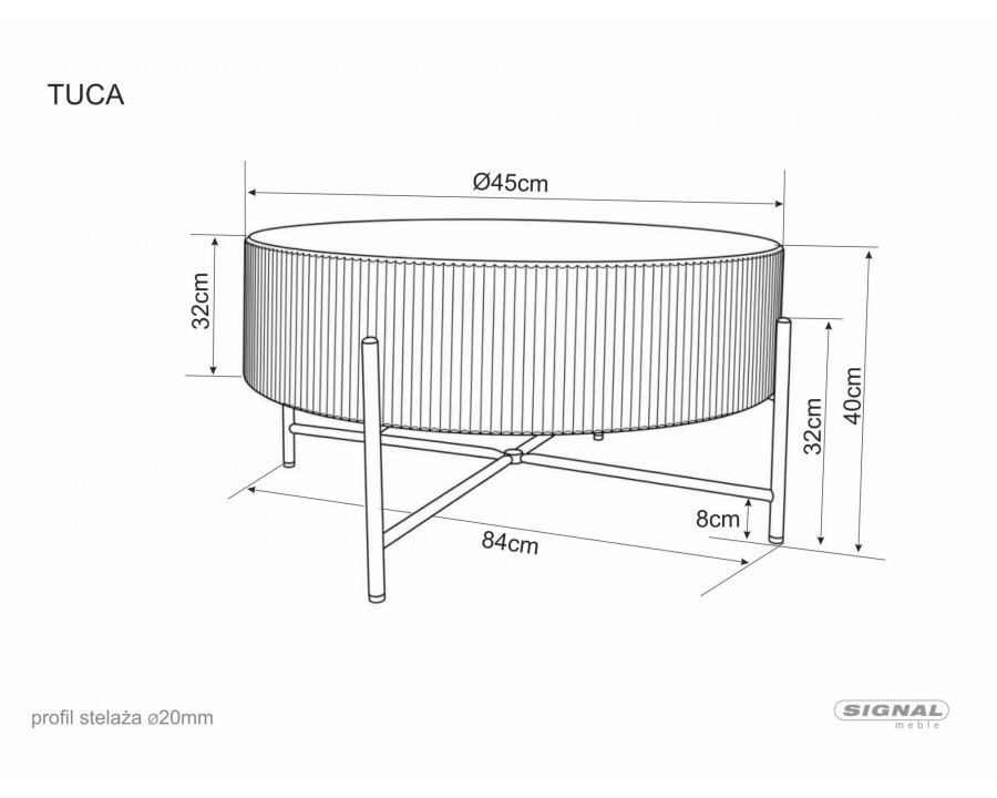 Стіл журнальний кавовий Tuca ø80 см Дуб / Чорний