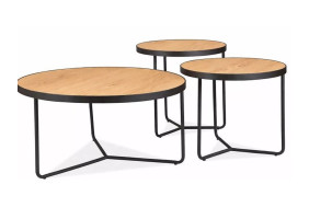 Набір журнальних столів Demeter ø80 см Дуб / Чорний