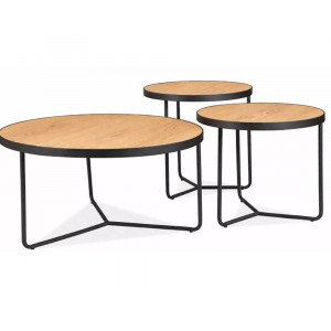 Набір журнальних столів Demeter ø80 см Дуб / Чорний