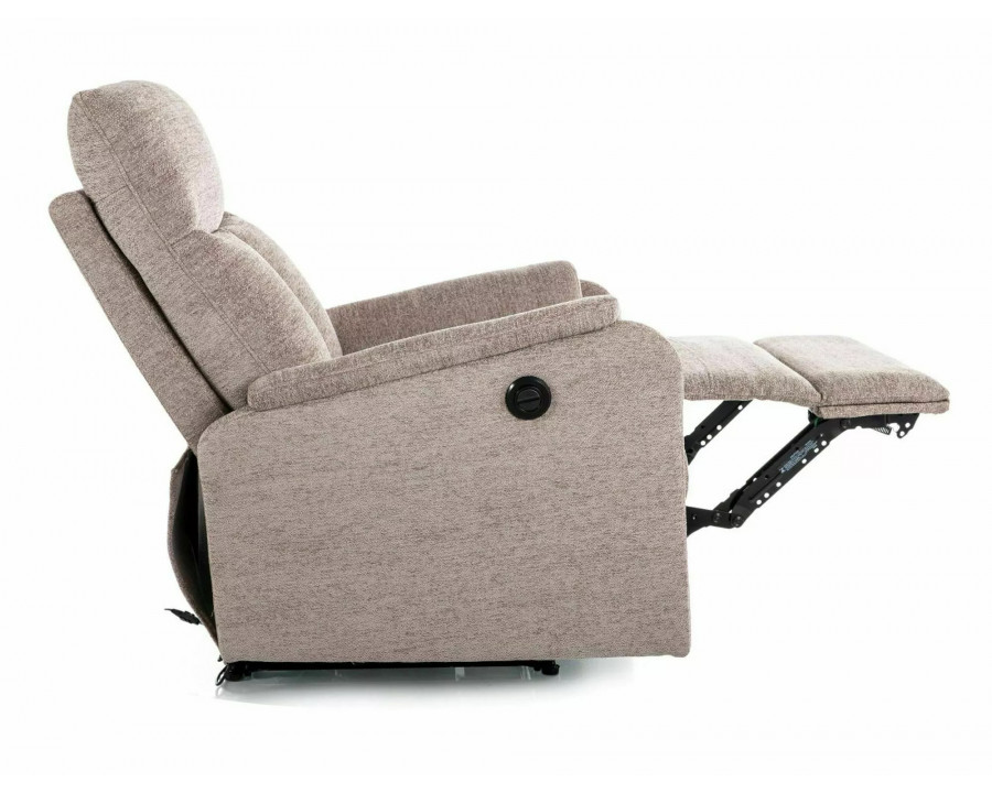 Крісло реклайнер електричне Atlas Raven Темно-бежева тканина / Чорний каркас