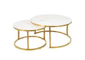 Журнальний столик ALABAMA A kass gold глянець еф.мармуру/золото (к-кт)