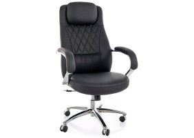 Крісло офісне комп'ютерне поворотне Q-07 Чорна екошкіра / Хром каркас