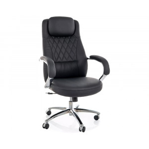 Крісло офісне комп'ютерне поворотне Q-07 Чорна екошкіра / Хром каркас