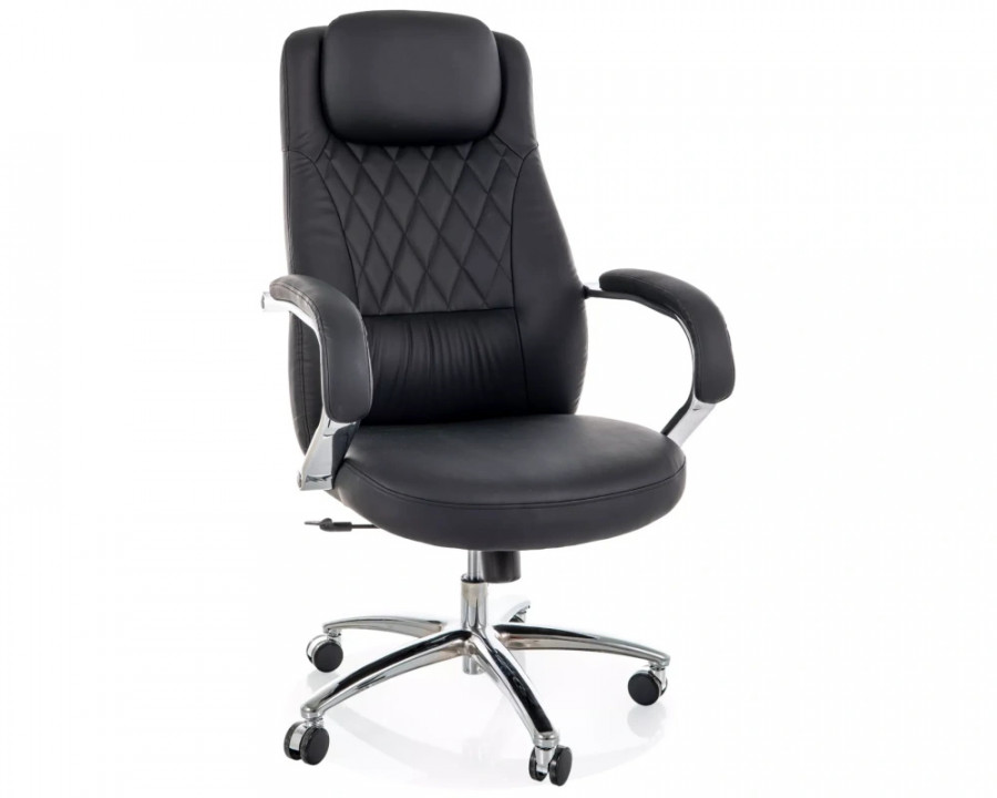 Крісло офісне комп'ютерне поворотне Q-07 Чорна екошкіра / Хром каркас