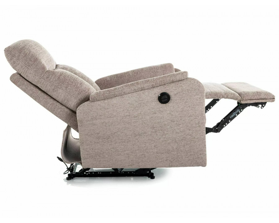 Крісло реклайнер електричне Atlas Raven Темно-бежева тканина / Чорний каркас