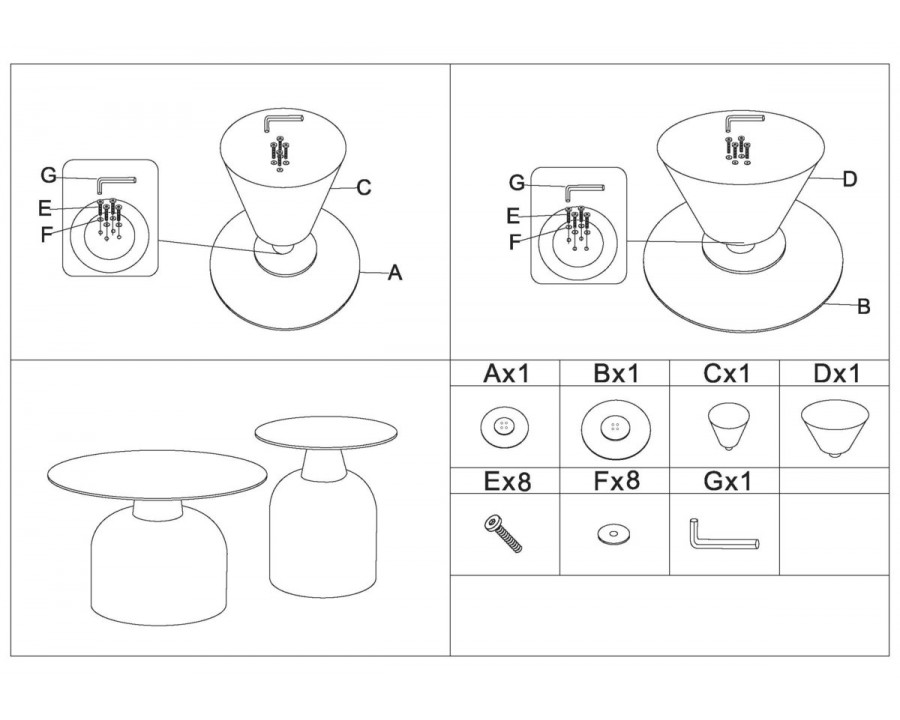 Журнальний столик MONTANA Білий глянець / Чорний (к-кт)