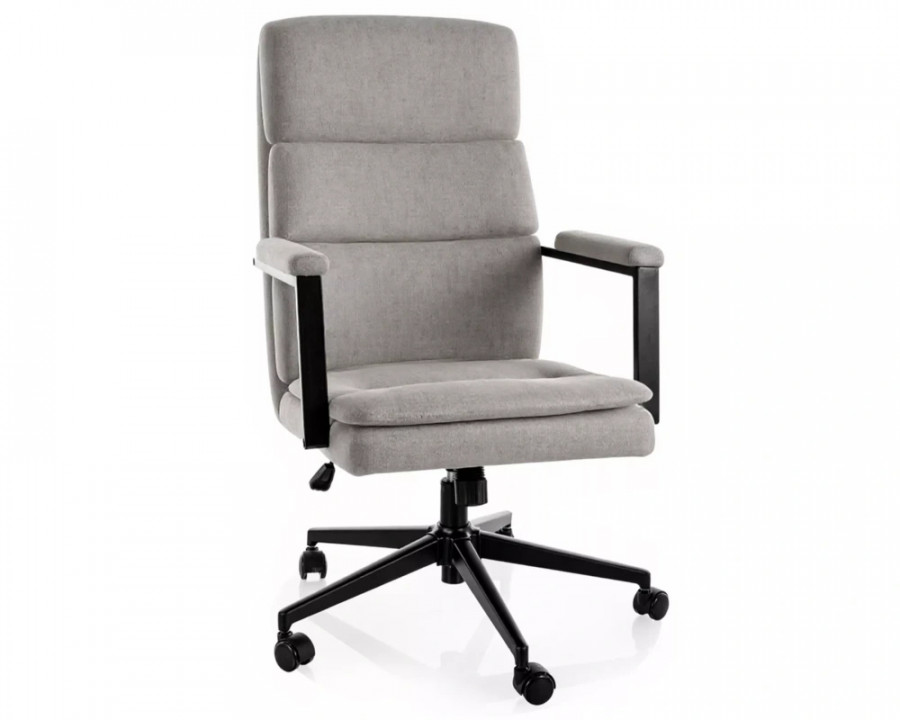 Крісло офісне комп'ютерне поворотне Q-090 Сіра екошкіра / Чорний каркас