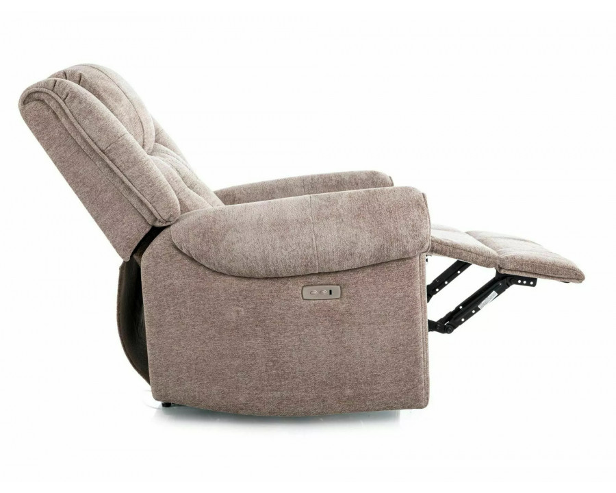 Крісло реклайнер електричне Parys Raven Темно-бежева тканина / Чорний каркас