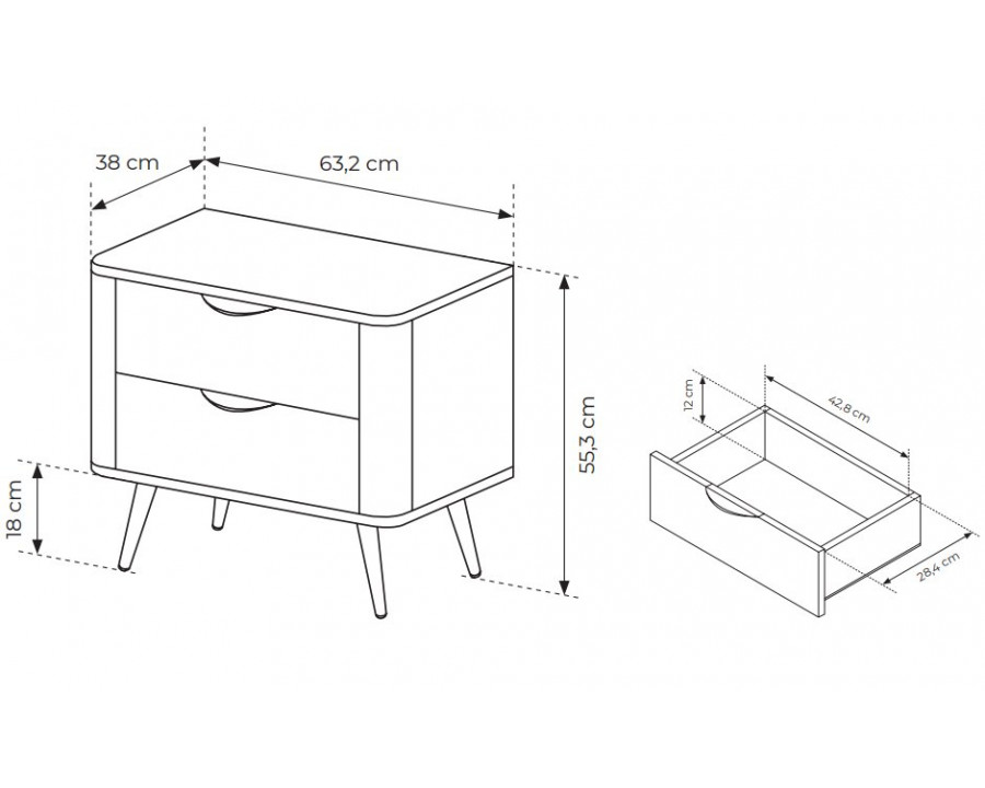 Тумба приліжкова Веріс / Veris 2S/63 з 2 шухлядами Дуб дунін/чорний