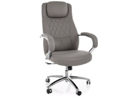 Крісло офісне комп'ютерне поворотне Q-07 Сіра екошкіра / Хром каркас