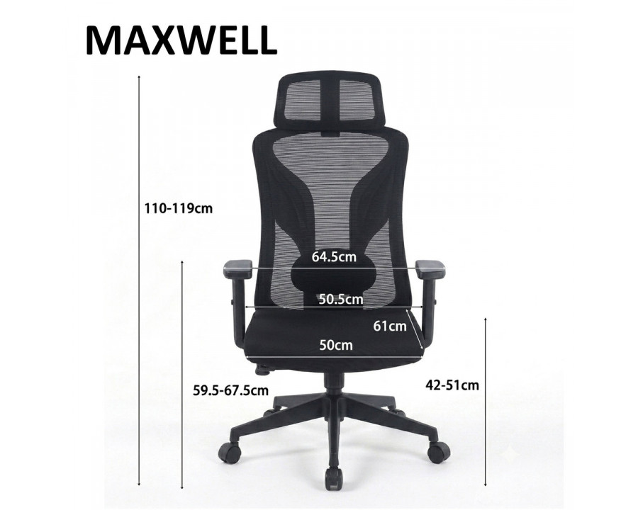 Крісло комп'ютерне MAXWELL чорне / чорний каркас