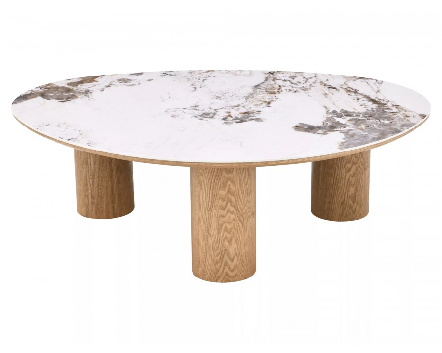 Стіл журнальний кавовий Adelis 110×80 см Білий / Дуб