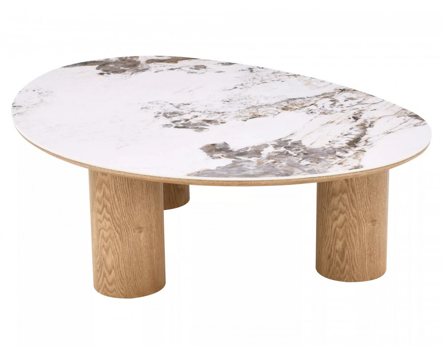 Стіл журнальний кавовий Adelis 110×80 см Білий / Дуб