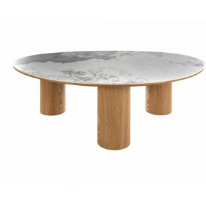 Стіл журнальний кавовий Adelis 110×80 см Білий / Дуб