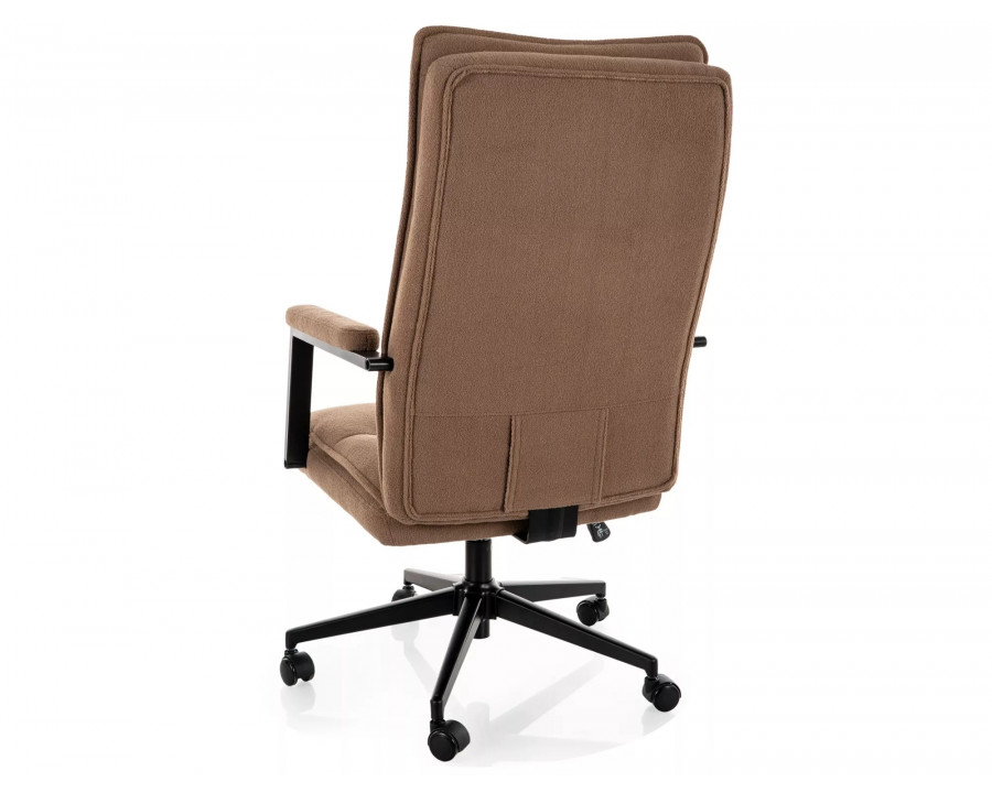 Крісло офісне комп'ютерне поворотне Q-091 Темно-бежева екошкіра / Чорний каркас