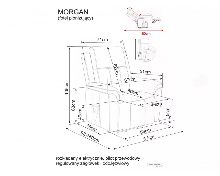 Крісло-вертикалізатор Morgan Raven Темно-бежева тканина / Чорний каркас