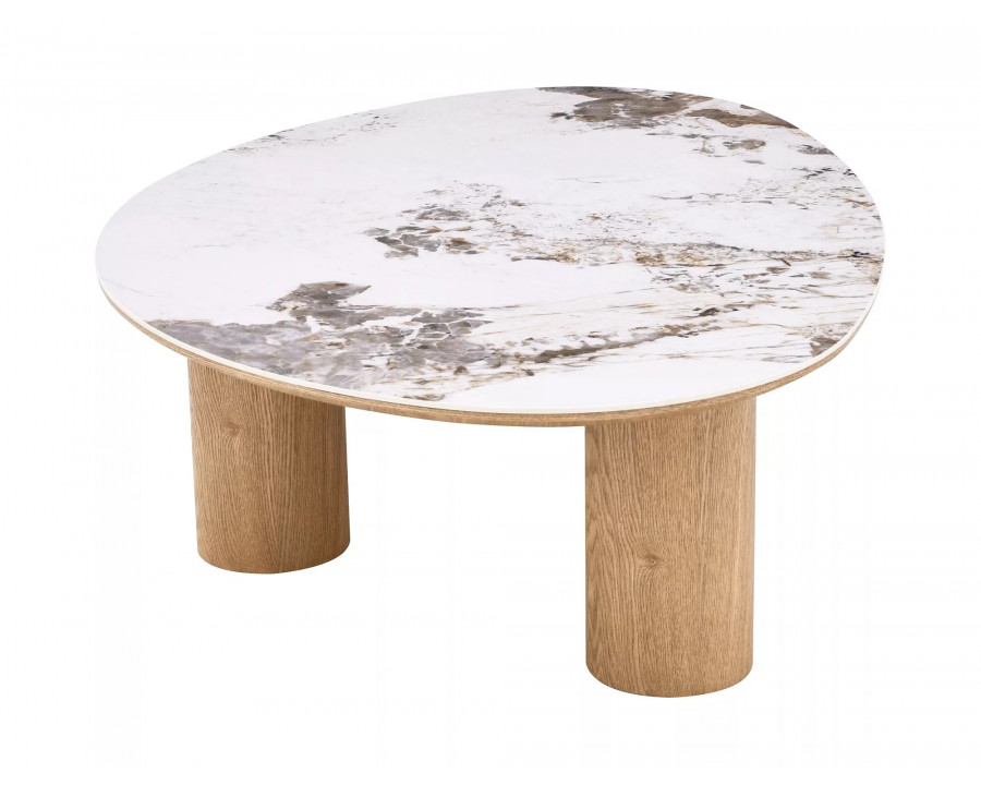 Стіл журнальний кавовий Adelis 110×80 см Білий / Дуб