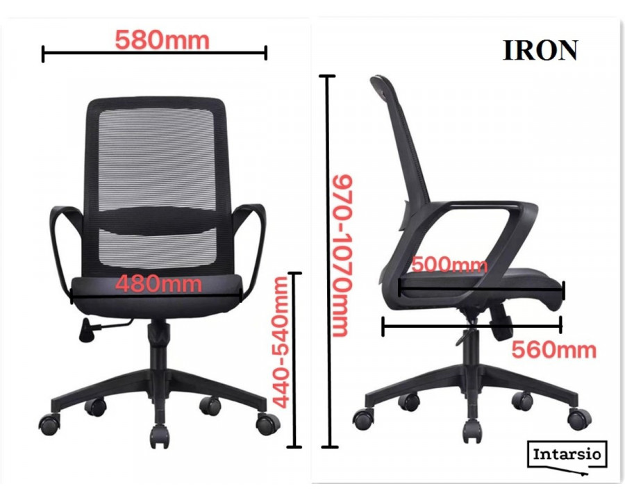 Крісло комп'ютерне поворотне IRON чорне/чорне/чорний каркас