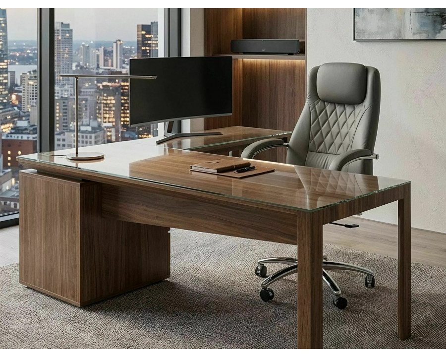 Крісло офісне комп'ютерне поворотне Q-07 Сіра екошкіра / Хром каркас