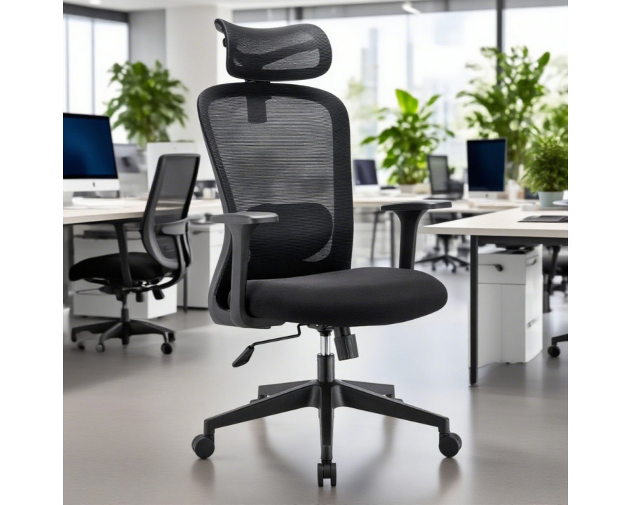 Крісло комп'ютерне JACOB чорна тканина/чорний каркас