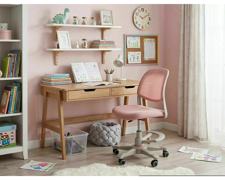 Крісло офісне комп'ютерне поворотне Q-027 Рожева сітка з мембранною тканиною / Світло-сірий каркас