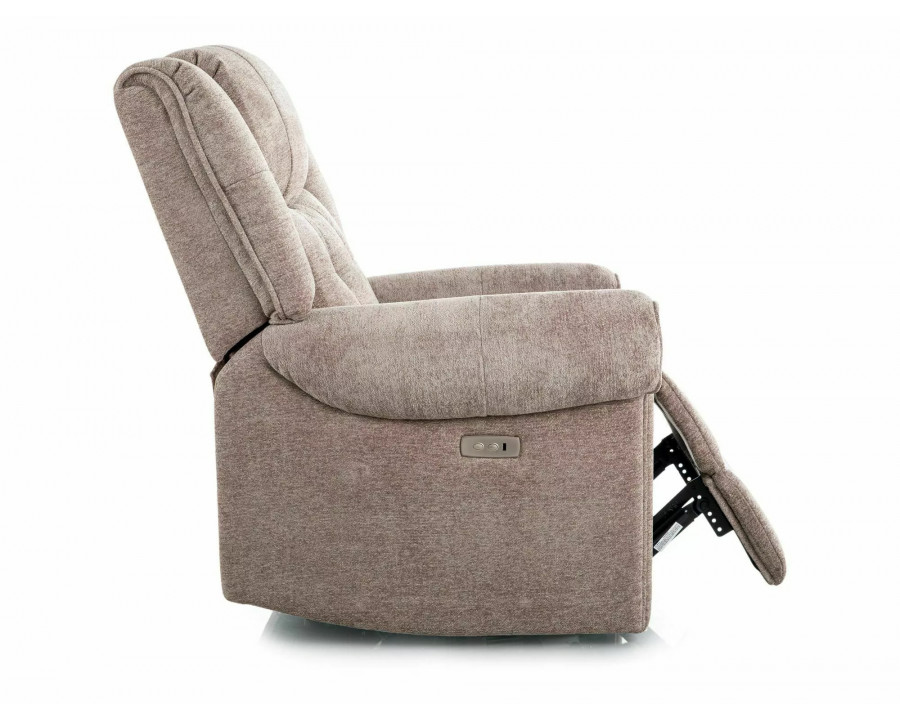 Крісло реклайнер електричне Parys Raven Темно-бежева тканина / Чорний каркас