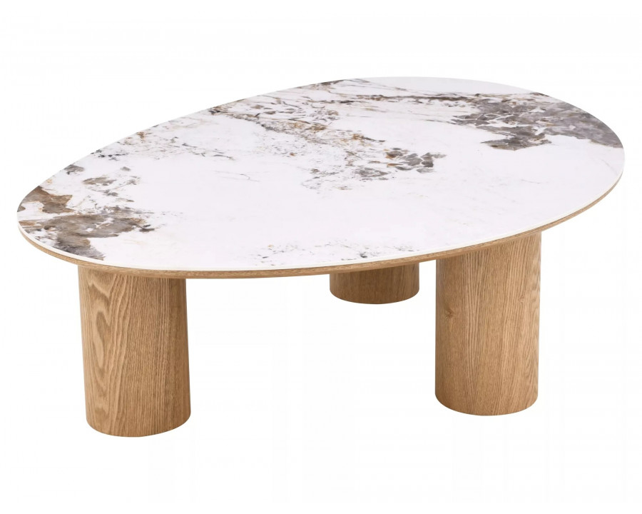 Стіл журнальний кавовий Adelis 110×80 см Білий / Дуб